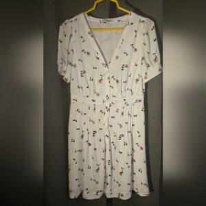 Madewell White Floral Midi Dress